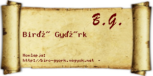 Biró Györk névjegykártya